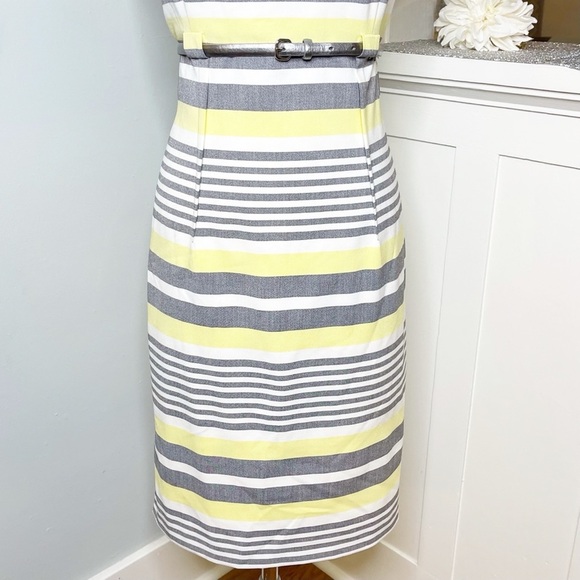 Calvin Klein Sheath Dress Yellow & Gray Stripes Size 10 - Picture 4 of 11